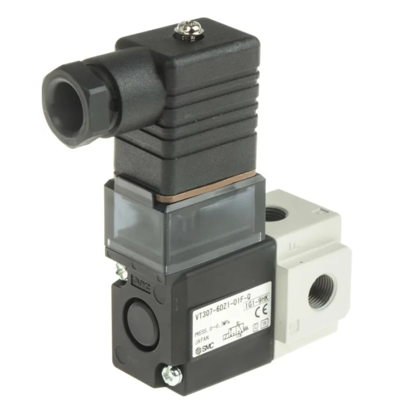 SMC Pneumatic Solenoid Valve 3/2 NC Solenoid G 1/8 Threaded Port 12V DC Die Cast Aluminium VT307-6DZ1-01F-Q