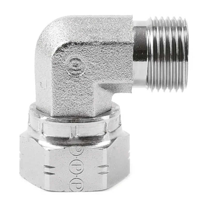 Parker Hydraulic Steel Swivel Nut Elbow Male/Female Parallel Thread BSP, 60° Angle, Zinc Finish 12C6MK4S
