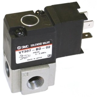 SMC Pneumatic Solenoid Valve 3/2 NC Solenoid G 1/8 Threaded Port 24V DC Die Cast Aluminium VT307Y-5DO1-01F-Q