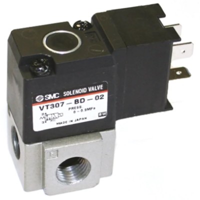 SMC Pneumatic Solenoid Valve 3/2 NC Solenoid G 1/8 Threaded Port 24V DC Die Cast Aluminium VT307Y-5DO1-01F-Q