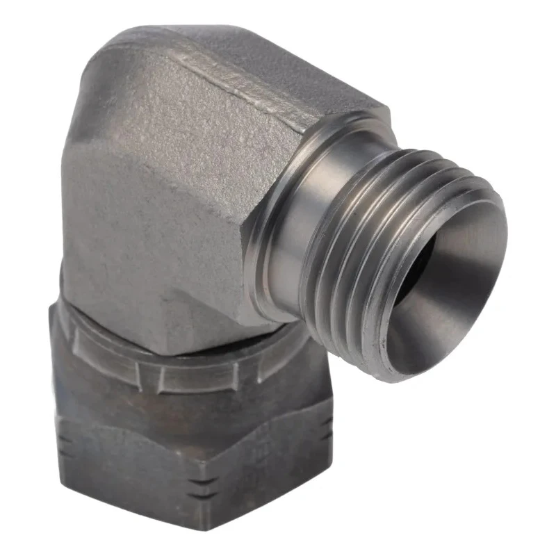Parker Hydraulic Male G Thread 90 Degree Steel Swivel Nut Elbow 0.5 in Hose ID 8C6MK4S