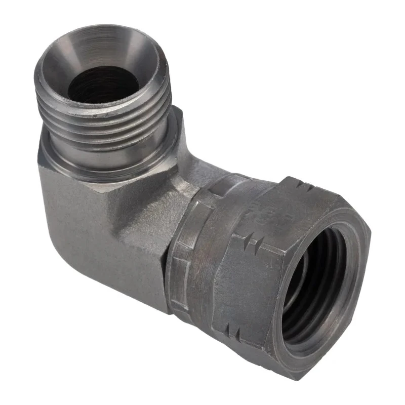 Parker Hydraulic Male G Thread 90 Degree Steel Swivel Nut Elbow 0.5 in Hose ID 8C6MK4S