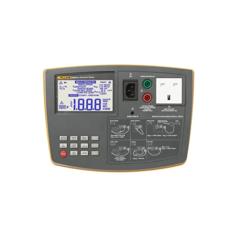 Fluke Portable Mains-Powered Pass/Fail PAT Testing Kit with Class II and Class I Test Types, 110-230V, 3kg FLUKE-6500-2 UK