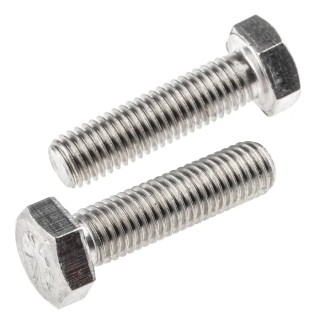 RS PRO Plain Stainless Steel Hex Bolt M12 x 45 mm Stainless Steel A2 Grade Plain Finish DIN 933 797-6342