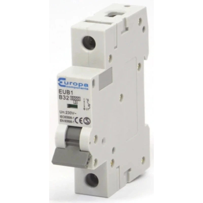 Europa Miniature Circuit Breaker 1-Pole 32A Type B 240V AC 6kA Breaking Capacity EUB1