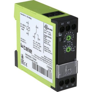 Tele DIN Rail Timer Relay, Single-Function On-Delay, 1-Contact SPDT, 24-240V AC/DC, Time Range 0.05 → 1 s to 9 → 180 s V2ZE10
