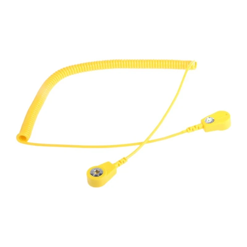 RS PRO ESD Grounding Cord Yellow 2m with 4 mm and 10 mm Studs Compliant to EN 61340-5-1 798-9307