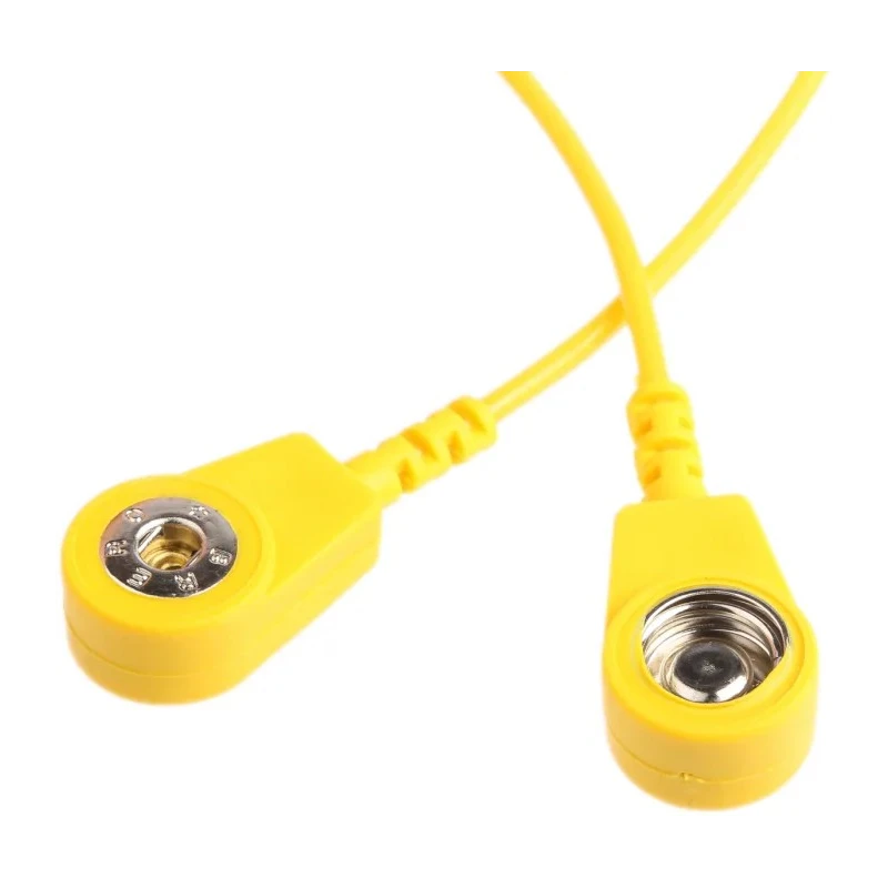 RS PRO ESD Grounding Cord Yellow 2m with 4 mm and 10 mm Studs Compliant to EN 61340-5-1 798-9307