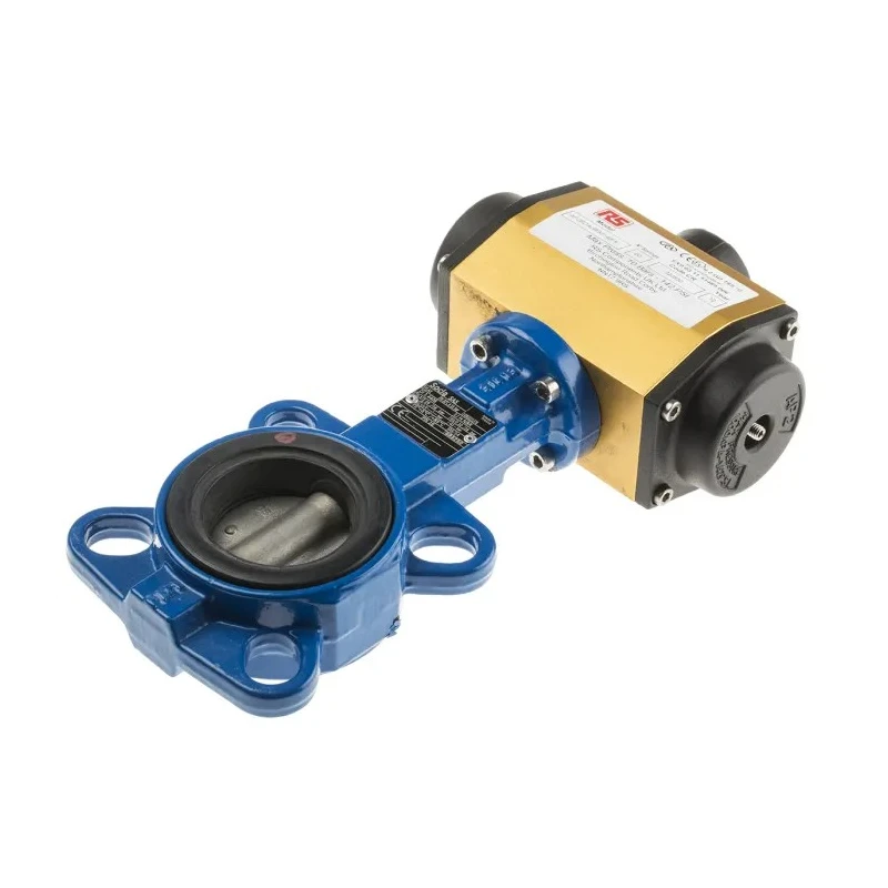 RS PRO Pneumatic Actuated Butterfly Valve Wafer/Lugged, 16 bar, Cast Iron Body, Stainless Steel Disc, Double Acting 799-8793