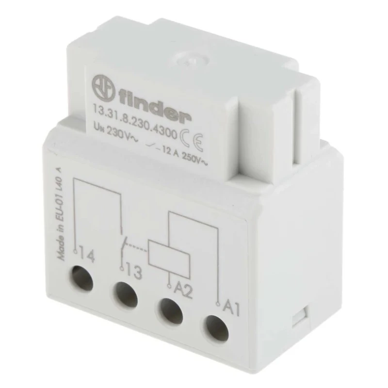 Finder DIN Rail Power Relay, 230V AC Coil Voltage, 12A Switching Current, 1 NO Contact, Screw Terminal 13.31.8.230.4300