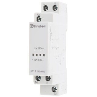 Finder DIN Rail Power Relay 230V AC Coil Voltage 12A Switching Current SPDT Contact Configuration 13.11.8.230.0000