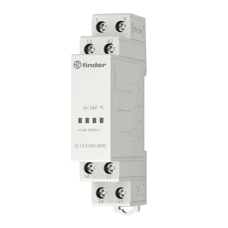 Finder DIN Rail Power Relay 12V AC/DC Coil 8A Switching Current SPDT 13.12.0.012.0000