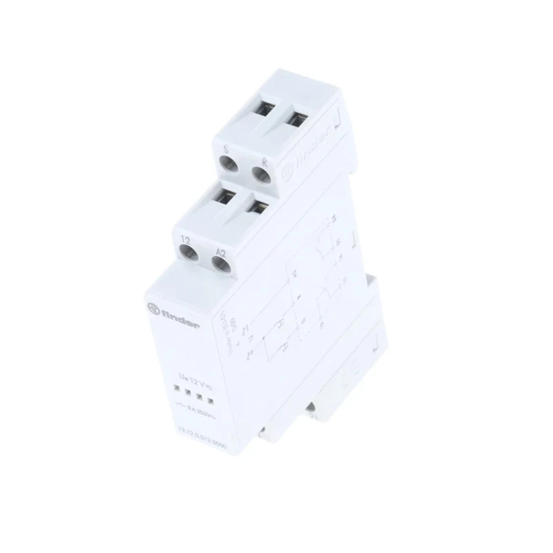 Finder DIN Rail Power Relay 12V AC/DC Coil 8A Switching Current SPDT 13.12.0.012.0000