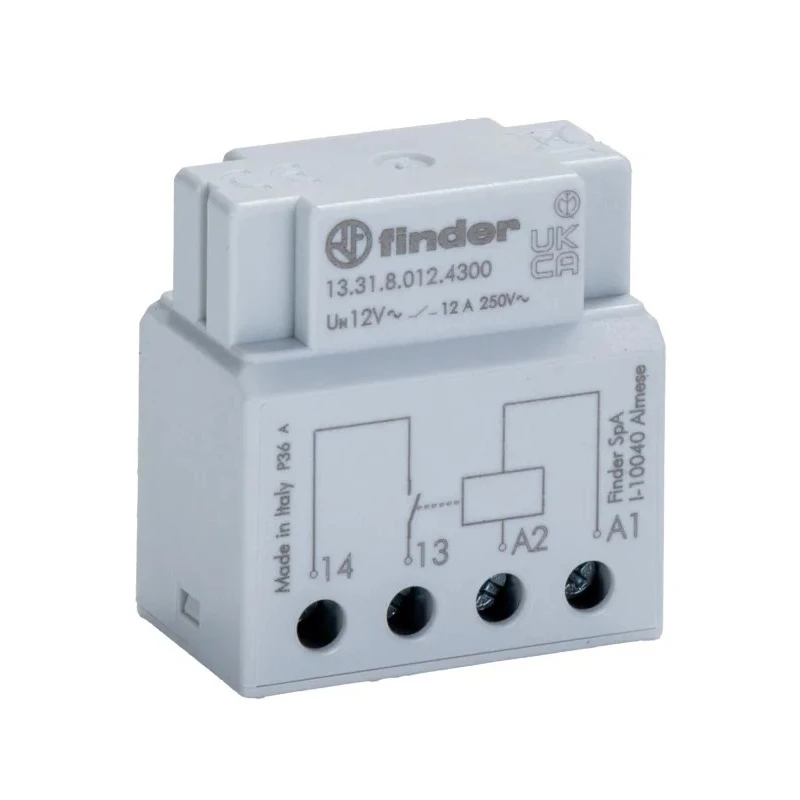 Finder Switch Box Monostable Relay 12V AC Coil 12A Switching Current 1 NO 13.31.8.012.4300