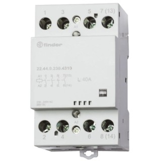 Finder 4-Pole Contactor with 120V AC Coil, 40A Contact Current, DIN Rail Mount, Series 22 22.44.0.120.4610