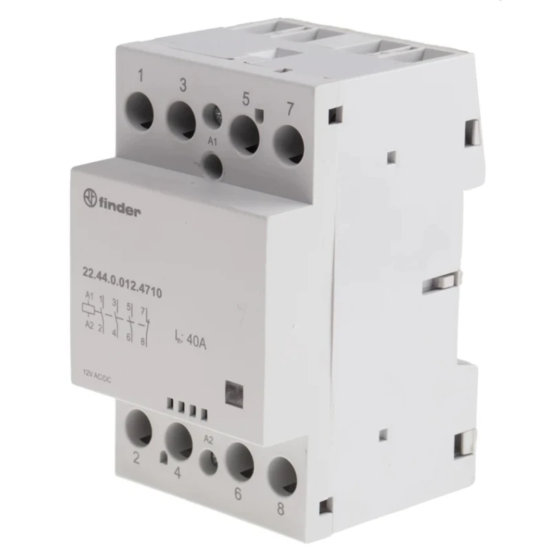 Finder 12V AC/DC Coil, 4-Pole, 40A, 6 VA, 3 NO/1 NC Contactor, 400V AC, 480V AC 22.44.0.012.4710