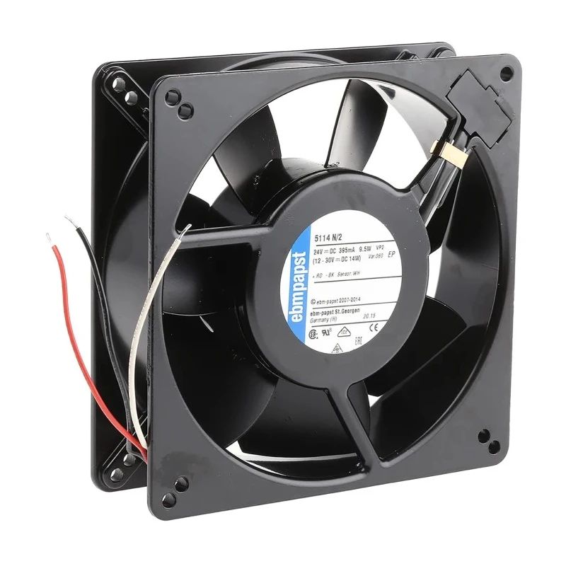 ebm-papst 5100 N Series Axial Fan 24V dc 9.5W 260 m³/h 135 mm x 135 mm x 38 mm 5114N/2-060