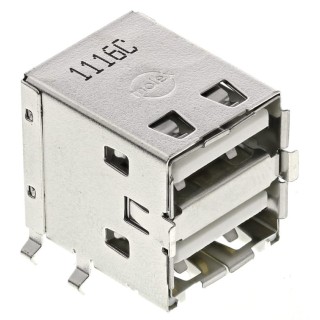 Molex Right Angle Through Hole Female 2 Port USB Type A Connector USB 2.0 67298-4090
