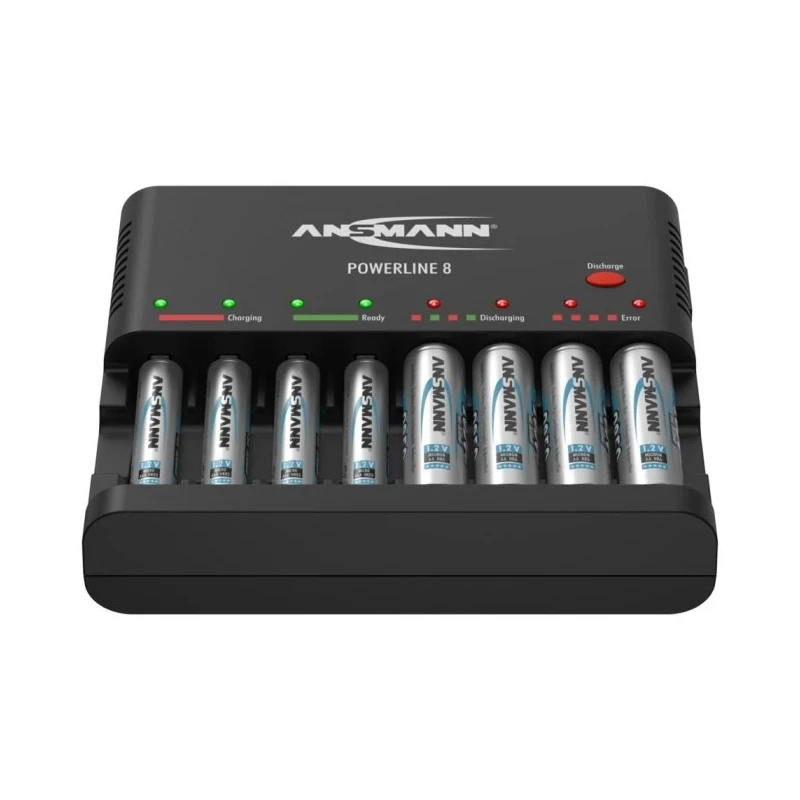 Ansmann Powerline 8 Traveller Battery Charger For 12V NiCd NiMH 500mA AA AAA Worldwide Plug 1001-0006-01