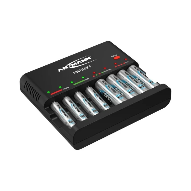 Ansmann Powerline 8 Traveller Battery Charger For 12V NiCd NiMH 500mA AA AAA Worldwide Plug 1001-0006-01