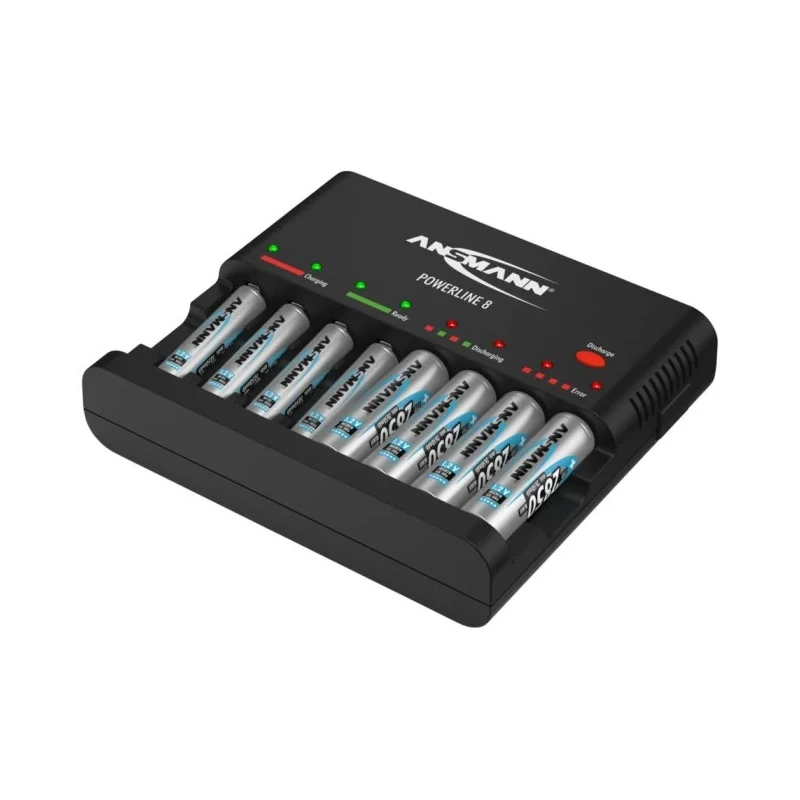 Ansmann Powerline 8 Traveller Battery Charger For 12V NiCd NiMH 500mA AA AAA Worldwide Plug 1001-0006-01