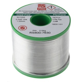 RS PRO Lead Free Solder Wire 1.02 mm Diameter, 228°C Melting Point, Rosin Based Flux, 500g Reel 800-7630