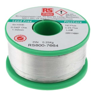 RS PRO Lead Free Solder Wire 1.01 mm Diameter, 228 °C Melting Point, Rosin Based Flux 250g 800-7664