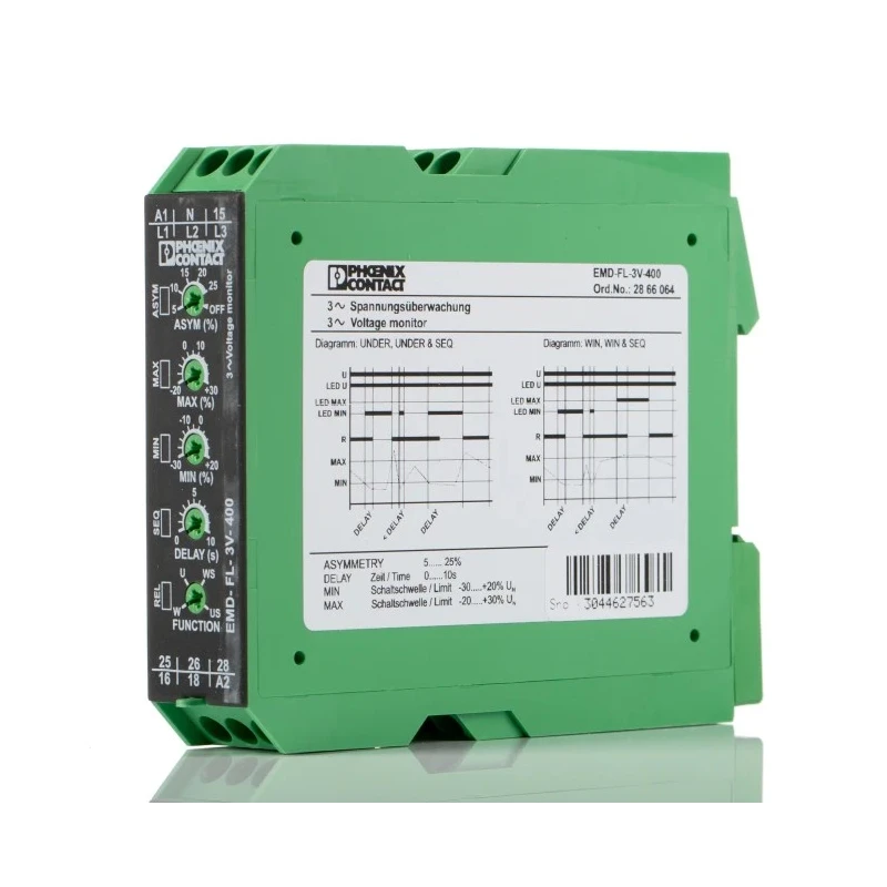Phoenix Contact Monitoring Relay 3 Phase DPDT DIN Rail 230V AC 24 V DC 2866064