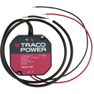 TRACOPOWER Switching Power Supply 24V DC, 24W Power, Wall Mount, Efficiency 85% TIW 24-124