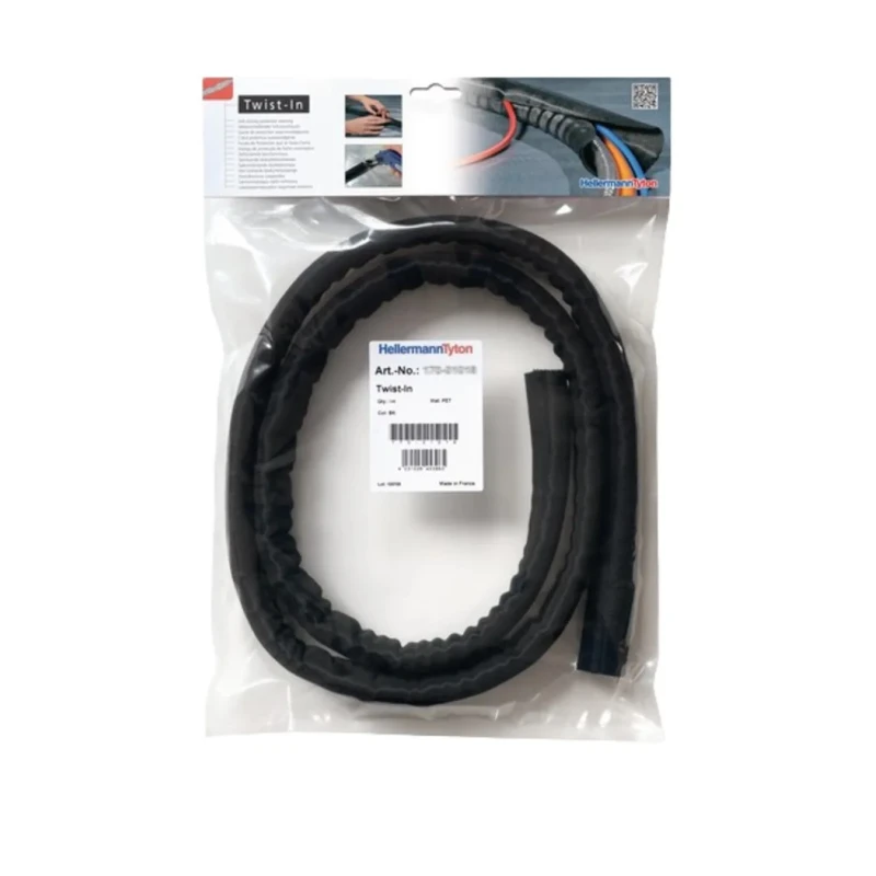 HellermannTyton Braided Polyethylene Terephthalate Black Cable Sleeve, 5 m Length, 5 mm 170-01011 TWIST-IN 05-PET-BK