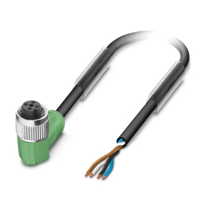 Phoenix Contact Sensor Actuator Cable Female 4 Way Right Angle to 4 Way Unterminated 10m 250V SAC-4P-10.0-PUR/M12FR 1681389
