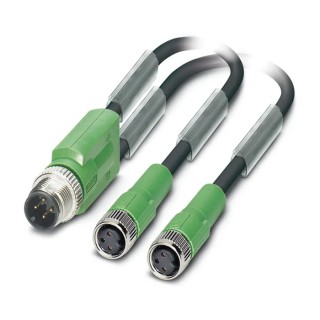 Phoenix Contact Sensor Actuator Cable Female 3 Way Straight Plug M12 to Male 3 Way M12, 600mm, Polyurethane Jacket 1671344