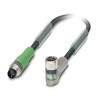 Phoenix Contact Sensor Actuator Cable 1.5 m Polyurethane Jacket 24V Male 3 Way Right Angle to Female 3 Way Straight 1682003