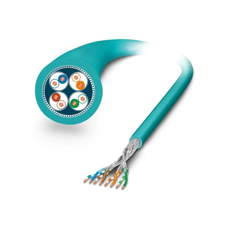 Phoenix Contact Shielded Cat6a Ethernet Cable 2 Core Blue Polyurethane Jacket 100m Length Cat6a