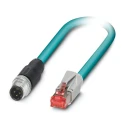 Phoenix Contact Shielded Screened Cat5 Ethernet Cable 2 Core Blue Polyurethane Jacket 500mm 50V 1408733