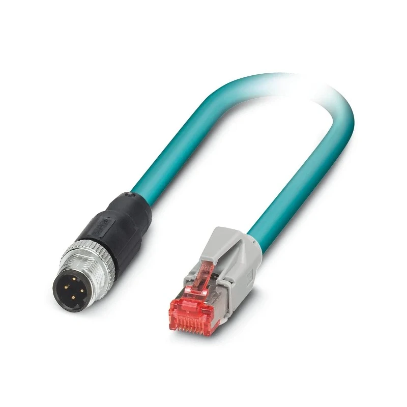 Phoenix Contact Shielded Screened Cat5 Ethernet Cable 2 Core Blue Polyurethane Jacket 500mm 50V 1408733