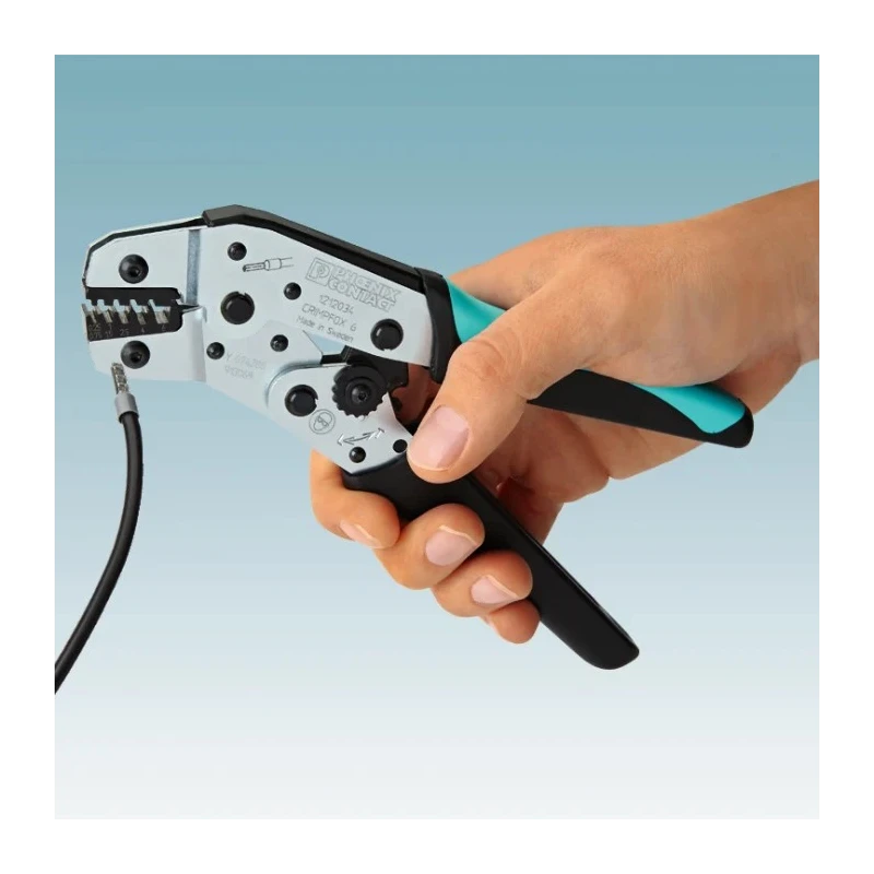 Phoenix Contact Hand Crimping Tool for Wire Ferrules Ergonomic Dual Component Handles 256mm Length CRIMPFOX 6 1212034