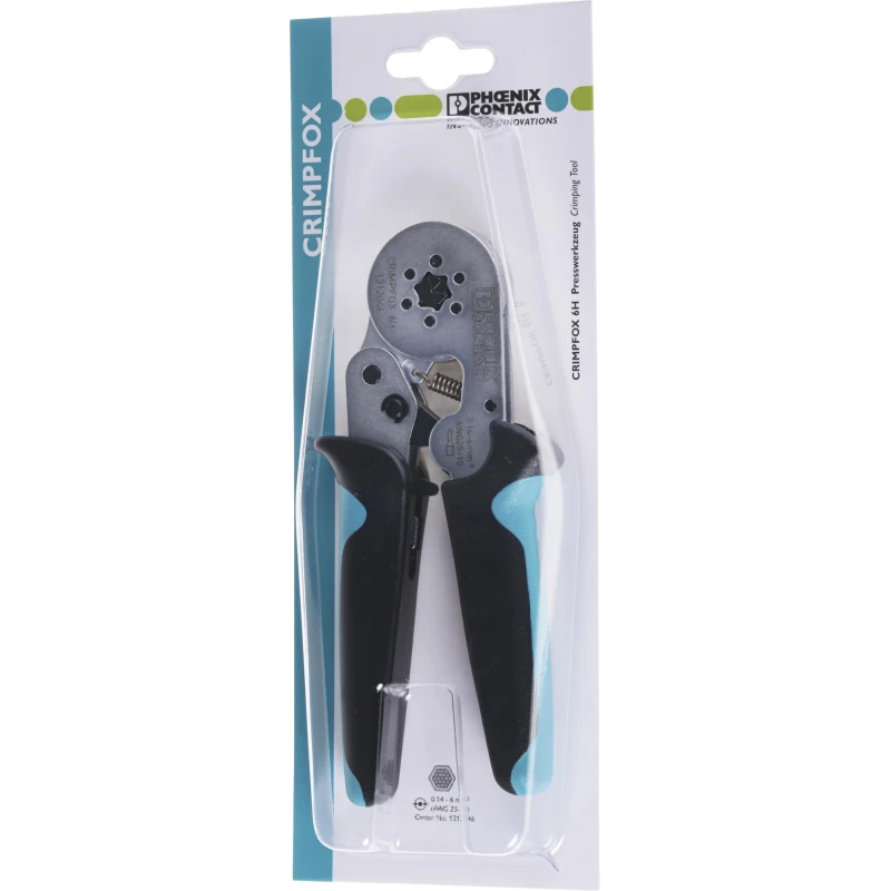 Phoenix Contact Crimp Tool for Wire Ferrules Hand Operation, 175mm Length, Compatible with Wire Sizes 0.14 to 6 AWG 1212046