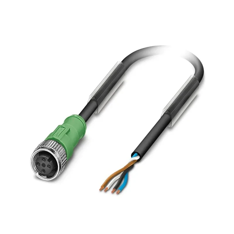 Phoenix Contact Sensor Actuator Cable 4 Way Straight Female to Free End, 2 m, Black Polyurethane Jacket 1533576