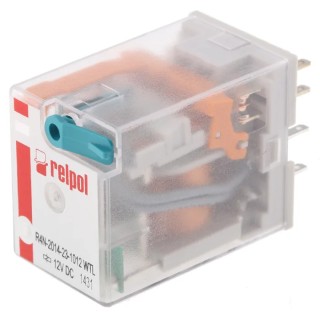 Relpol Surface Power Relay 12V Coil 6A Switching Current 4PDT Plug-In Terminal R4N-2014-23-1012-WTL