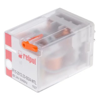 Relpol Power Relay 24V AC Coil 10A Switching Current DPDT R15-2012-23-5024-WTL