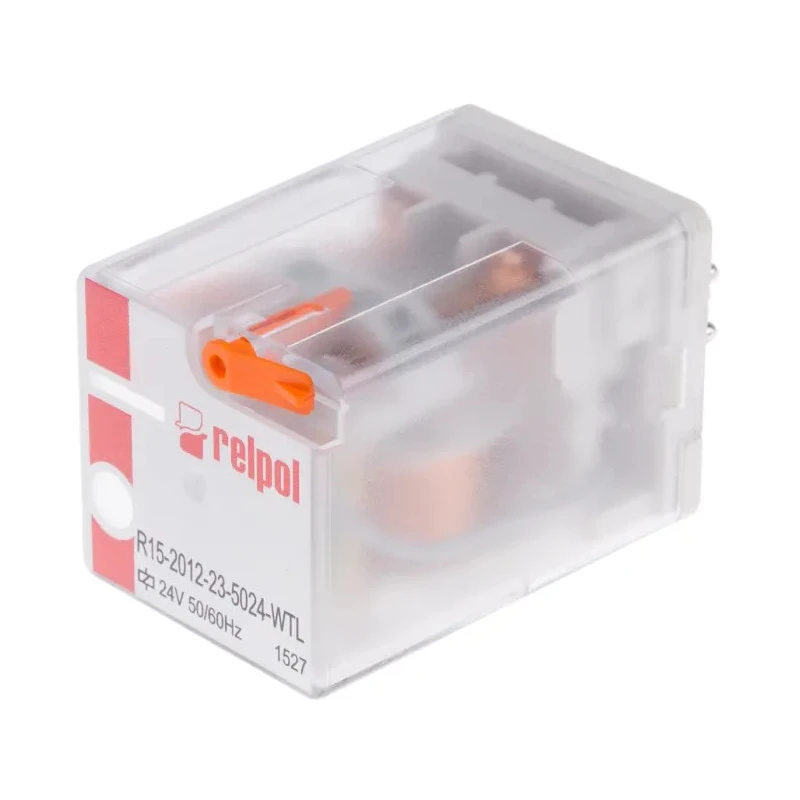 Relpol Power Relay 24V AC Coil 10A Switching Current DPDT R15-2012-23-5024-WTL