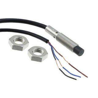 Omron Threaded Barrel Inductive Proximity Sensor M8 Stainless Steel Housing IP67 24V DC 4mm Detection E2B-S08KN04-WP-C1 2M