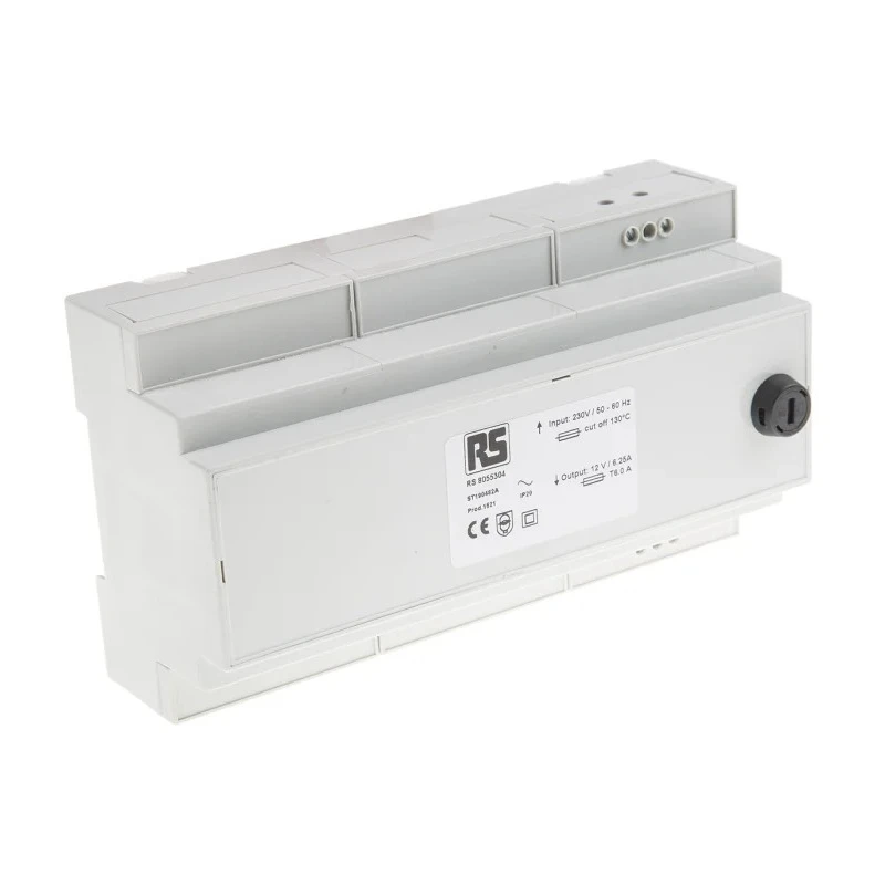 RS PRO 75 VA DIN Rail Transformer 230 V ac Primary 12 V ac Secondary AS/NZS 61558.2.6 CE RoHS 805-5304