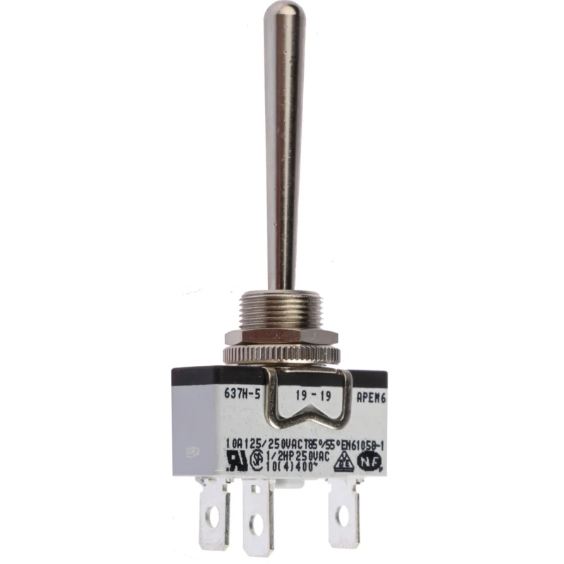 APEM Toggle Switch Panel Mount On-Off-On SPDT Solder Terminal 25 V DC 637h/2-5