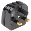 PowerConnections Mains Connector Converter Europe to UK, Non-Earthed Schuko EuroPlug, 13A SCP-BK
