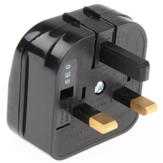 PowerConnections Mains Connector Converter Europe to UK, Non-Earthed Schuko EuroPlug, 13A SCP-BK