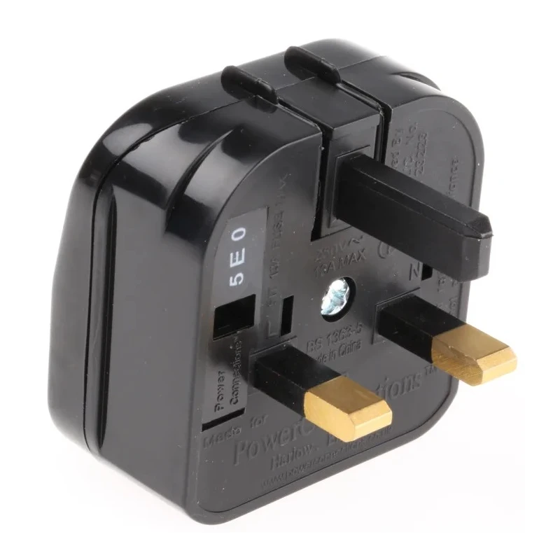 PowerConnections Mains Connector Converter Europe to UK, Non-Earthed Schuko EuroPlug, 13A SCP-BK