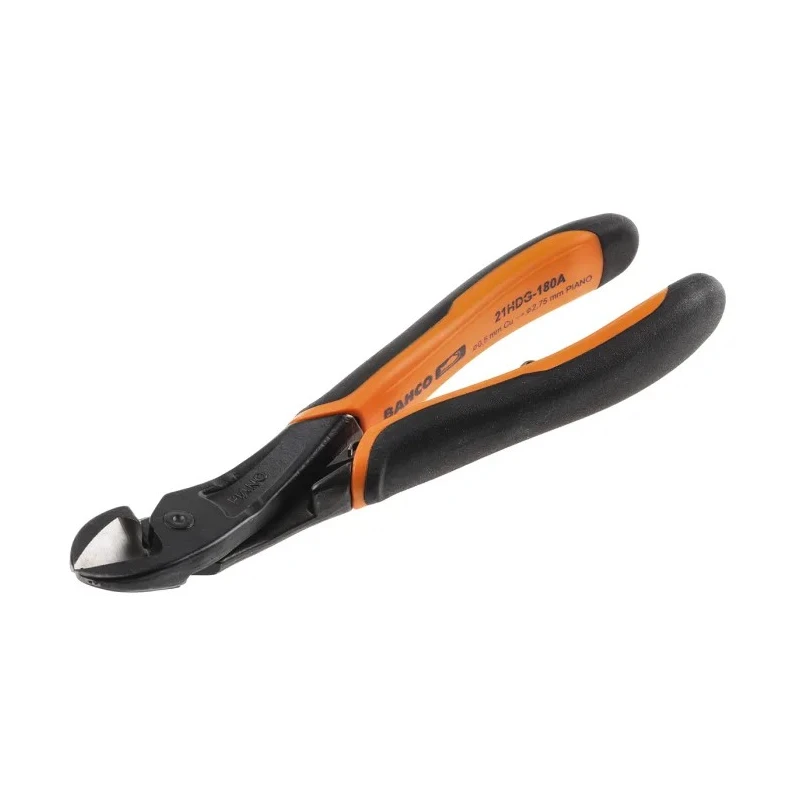 Bahco Heavy Duty Ergonomic Angled Side Cutter with High Alloy Steel Jaw 25mm Width 2.7mm Capacity 180mm Length 21HDG-180A
