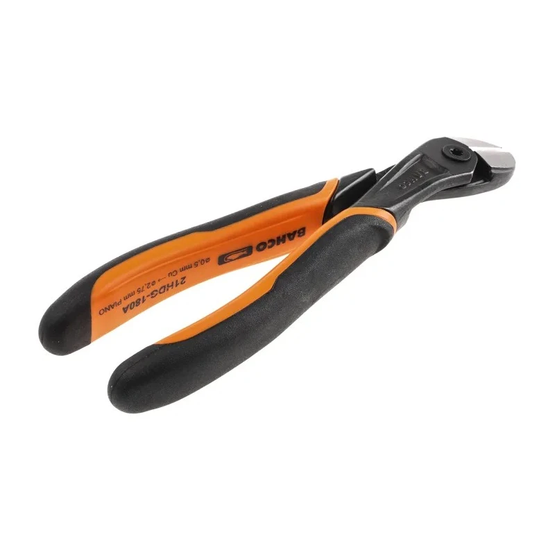 Bahco Heavy Duty Ergonomic Angled Side Cutter with High Alloy Steel Jaw 25mm Width 2.7mm Capacity 180mm Length 21HDG-180A